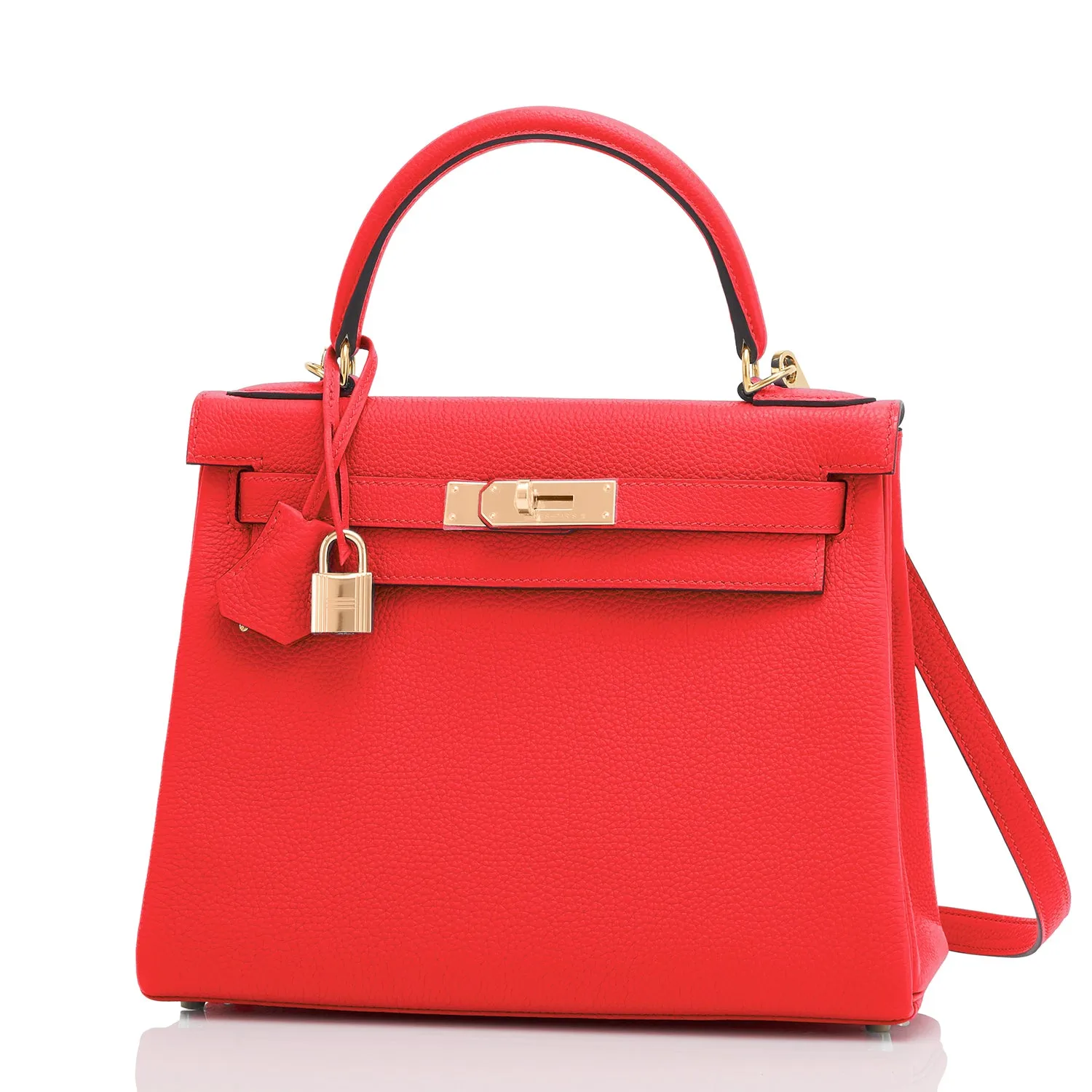 Hermes Kelly 28cm Capucine Red Orange Togo Gold Shoulder Bag