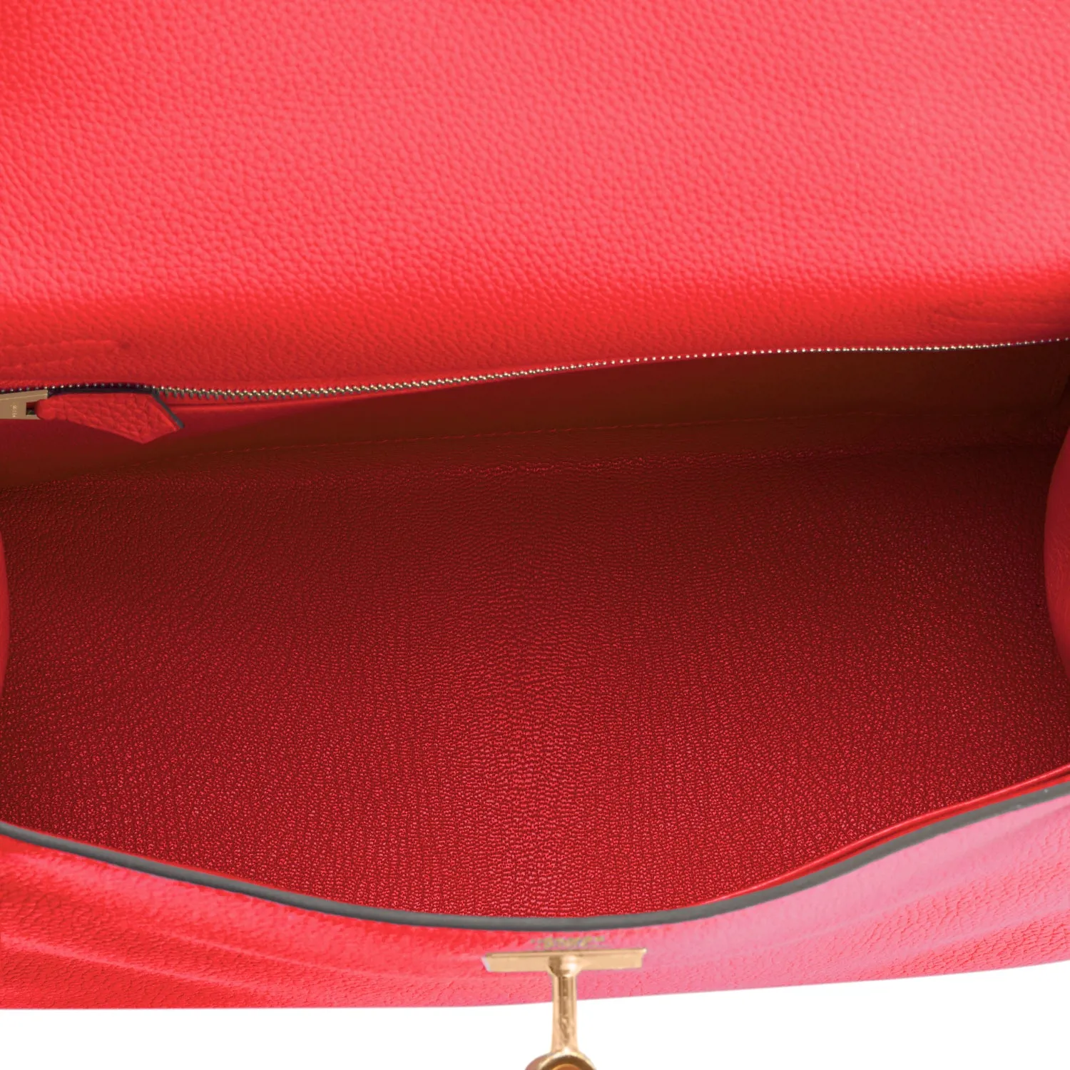 Hermes Kelly 28cm Capucine Red Orange Togo Gold Shoulder Bag
