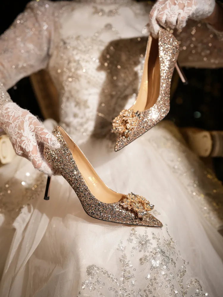 High Heels with Diamonds Evening Party Shoes
