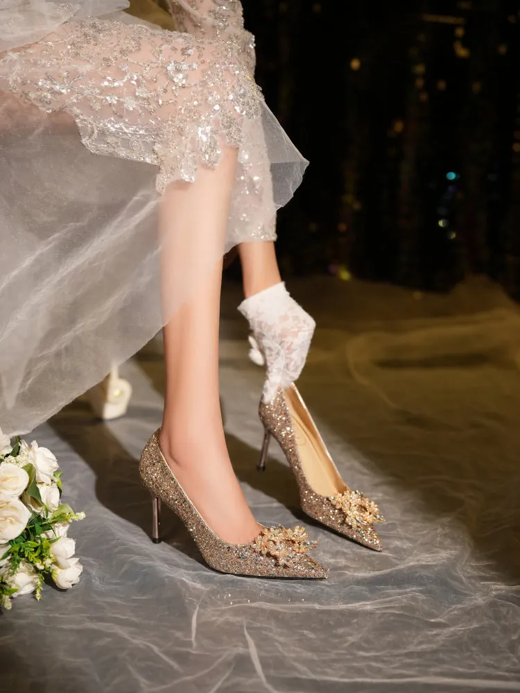 High Heels with Diamonds Evening Party Shoes