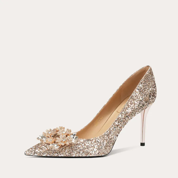 High Heels with Diamonds Evening Party Shoes