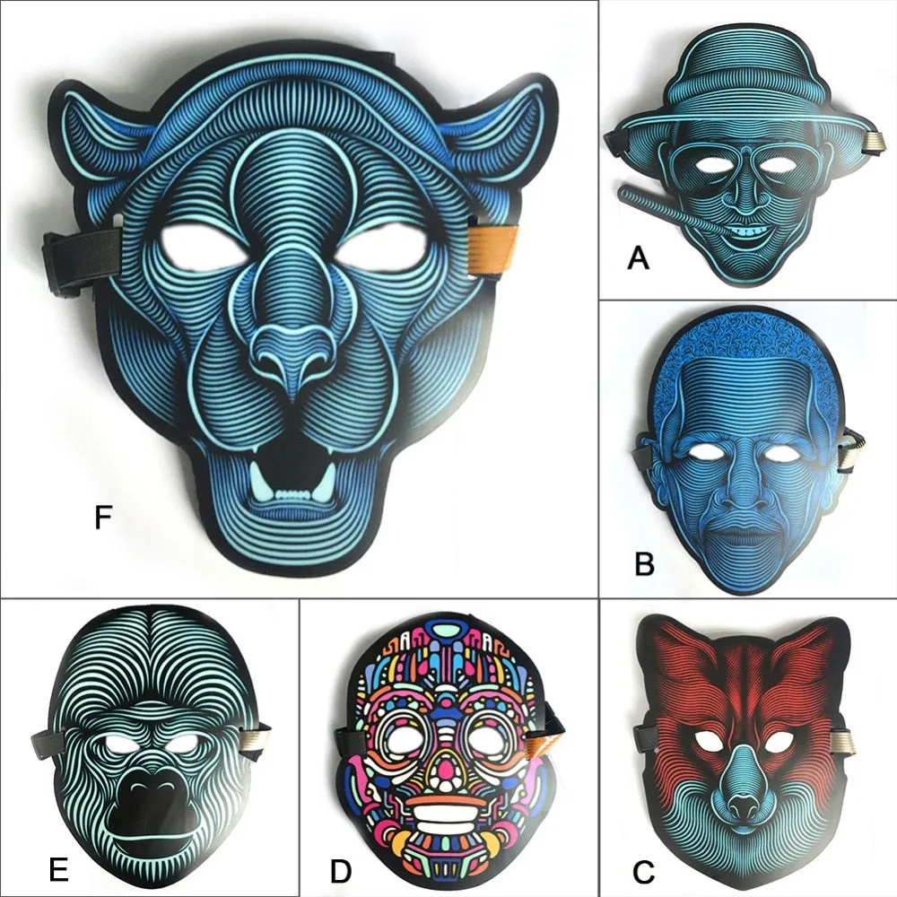High Quality EL wire mask LED cold light mask sound activated