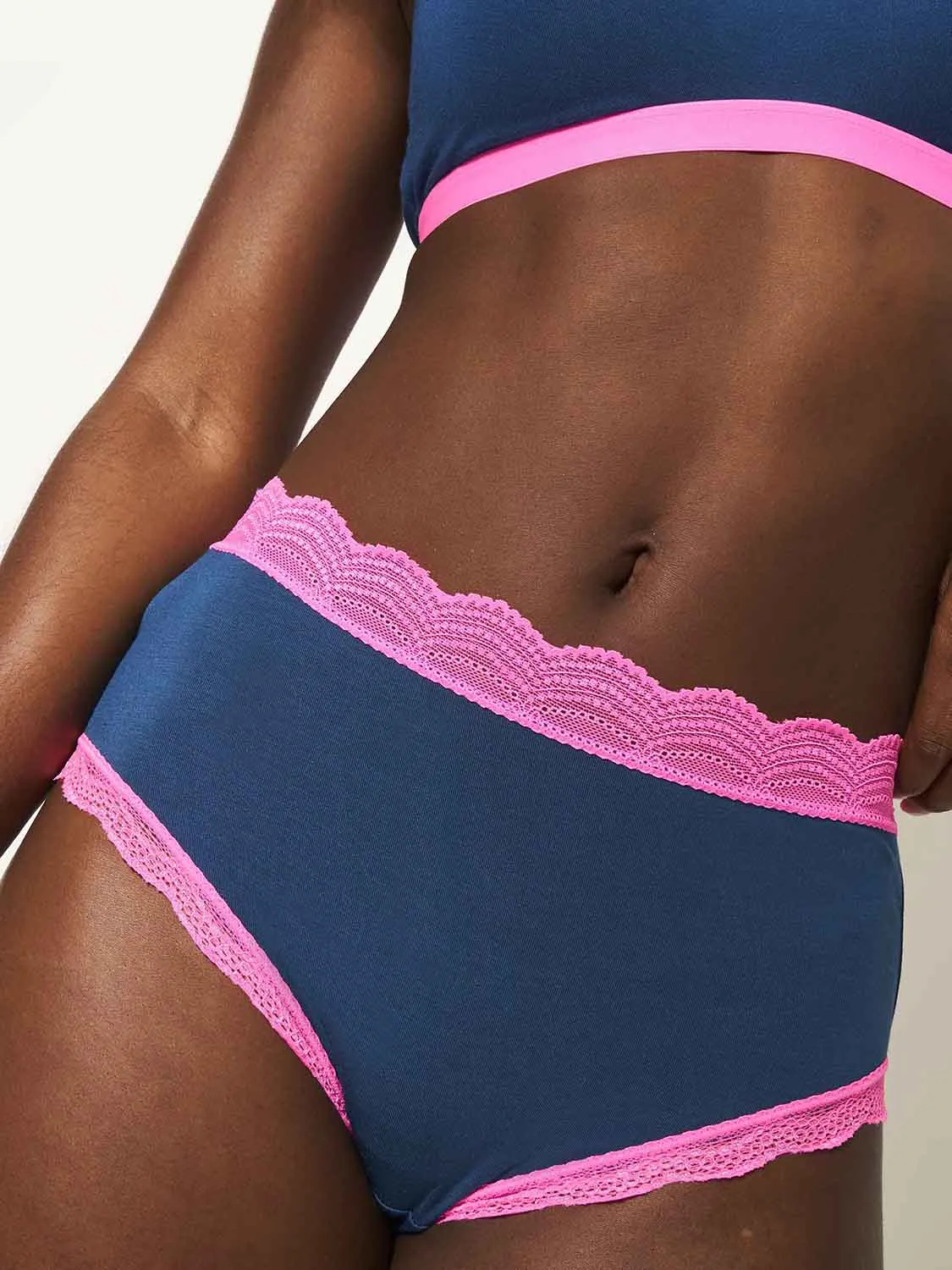 High Rise Knicker - Midnight Neon Pink