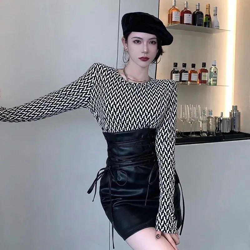 High Waist Lace Up Skirt