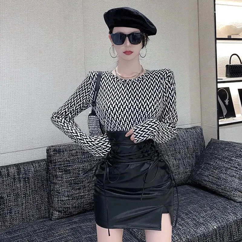 High Waist Lace Up Skirt