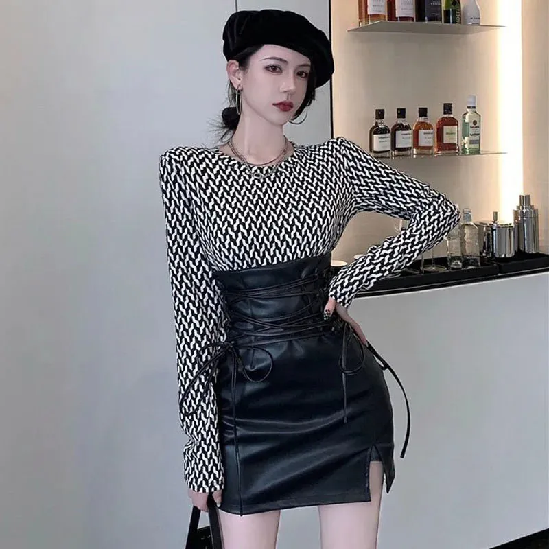 High Waist Lace Up Skirt