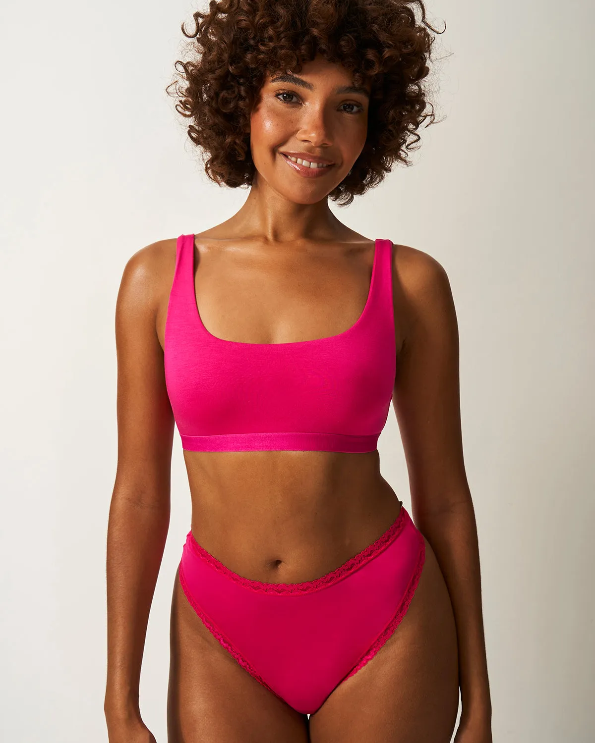 High Waisted Thong - Raspberry