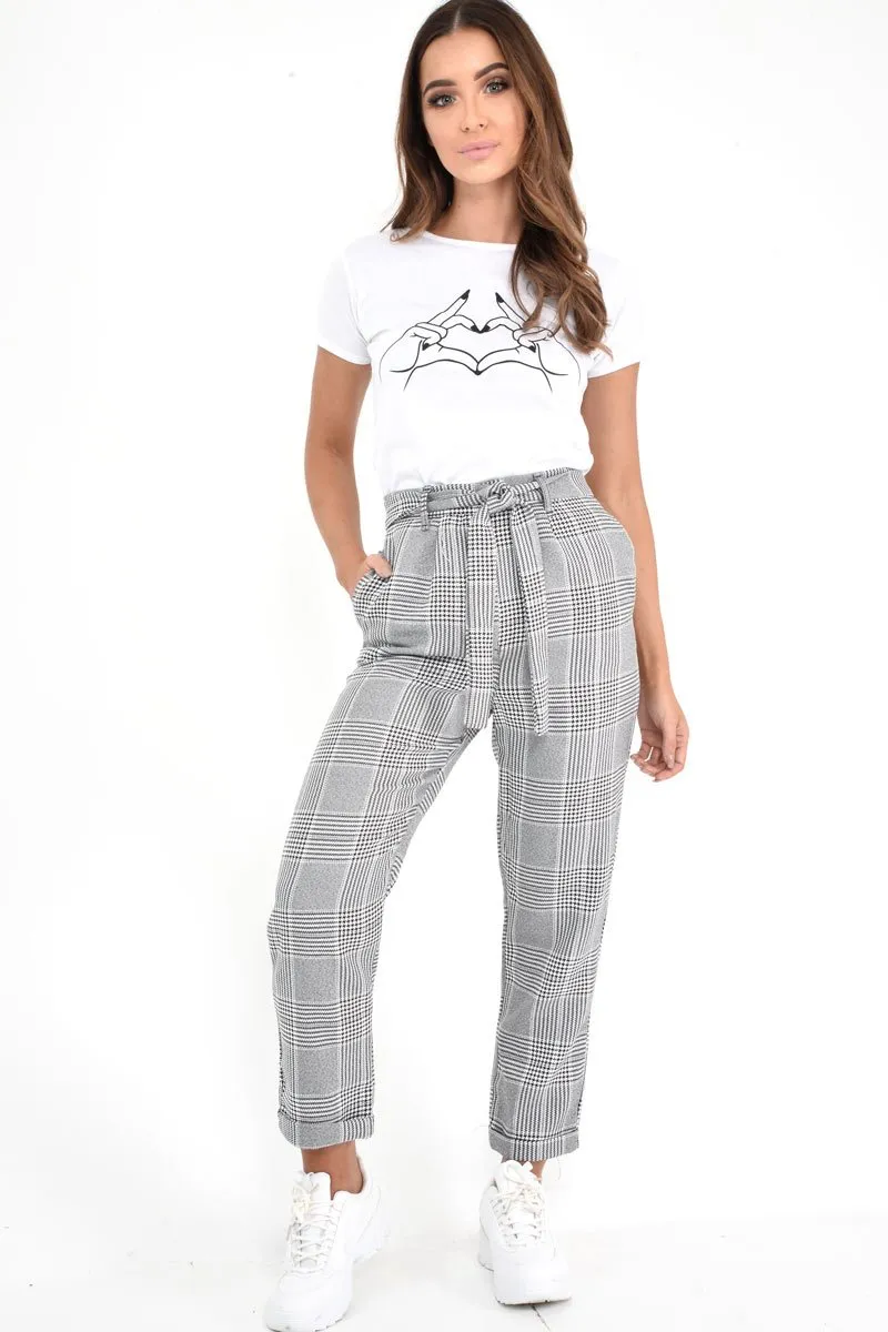 Hounds-Tooth Tapered Trousers With Turned Up Hem - Kharli