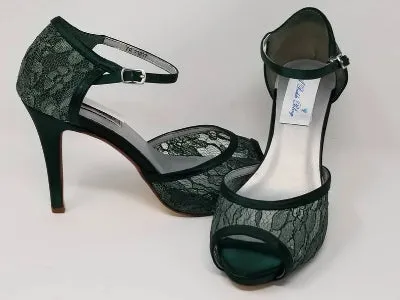 Hunter Green Lace Bridal Shoes - Green Bridesmiads Shoes