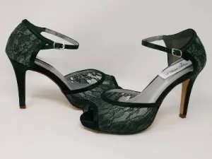 Hunter Green Lace Bridal Shoes - Green Bridesmiads Shoes
