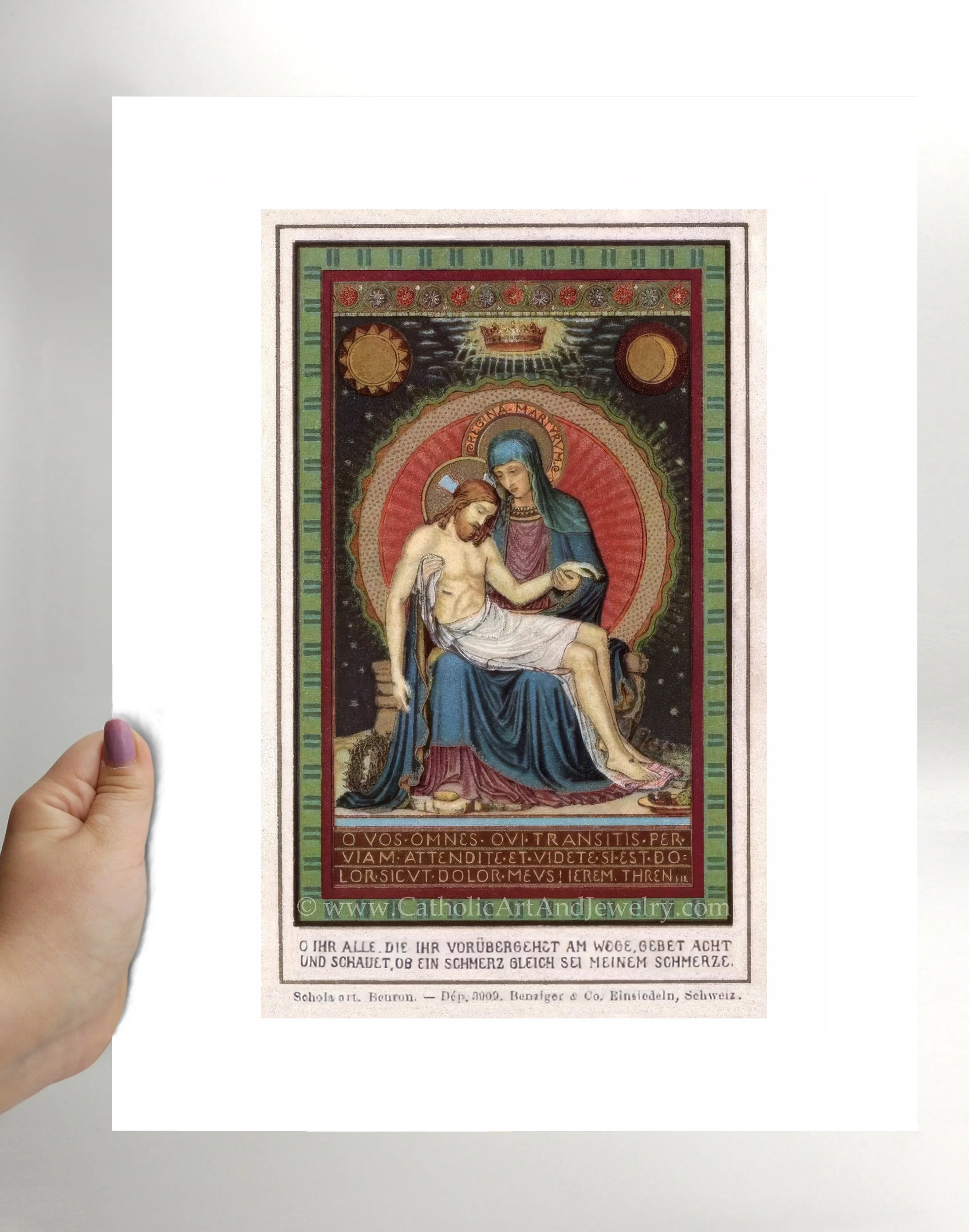 In Thanksgiving for His Sacrifice – Based on Beuron Art (Benedictine) Holy Card – Catholic Art Print – Archival Quality – Catholic Gift