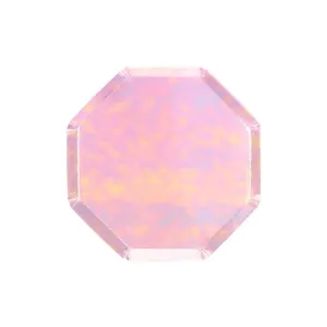 Iridescent Foil Octagonal Cake Plates Set of 8