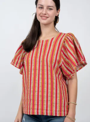 Ivy Jane Stripe and Flutter Top