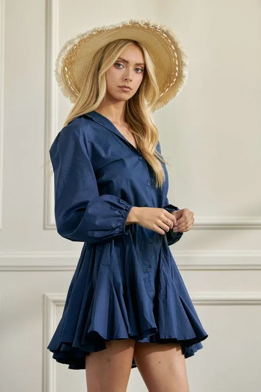 Jade By Jane SOLID FLARE SHIRT DRESS