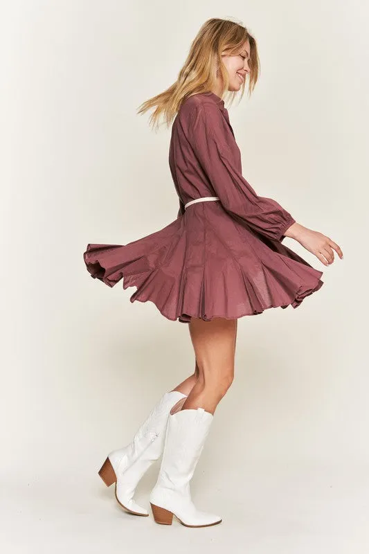 Jade By Jane SOLID FLARE SHIRT DRESS