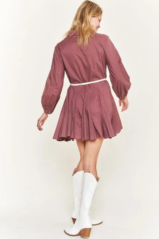 Jade By Jane SOLID FLARE SHIRT DRESS