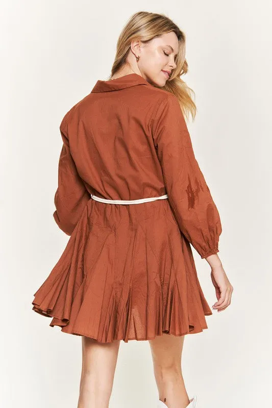 Jade By Jane SOLID FLARE SHIRT DRESS