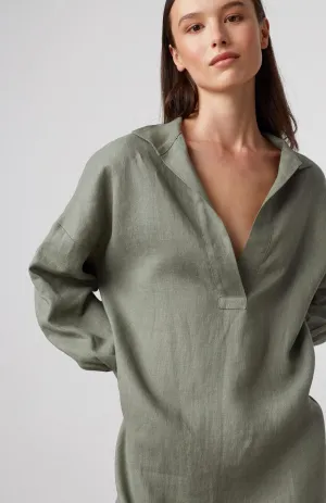 Jaded Green Dress | Cotton Linen Blend