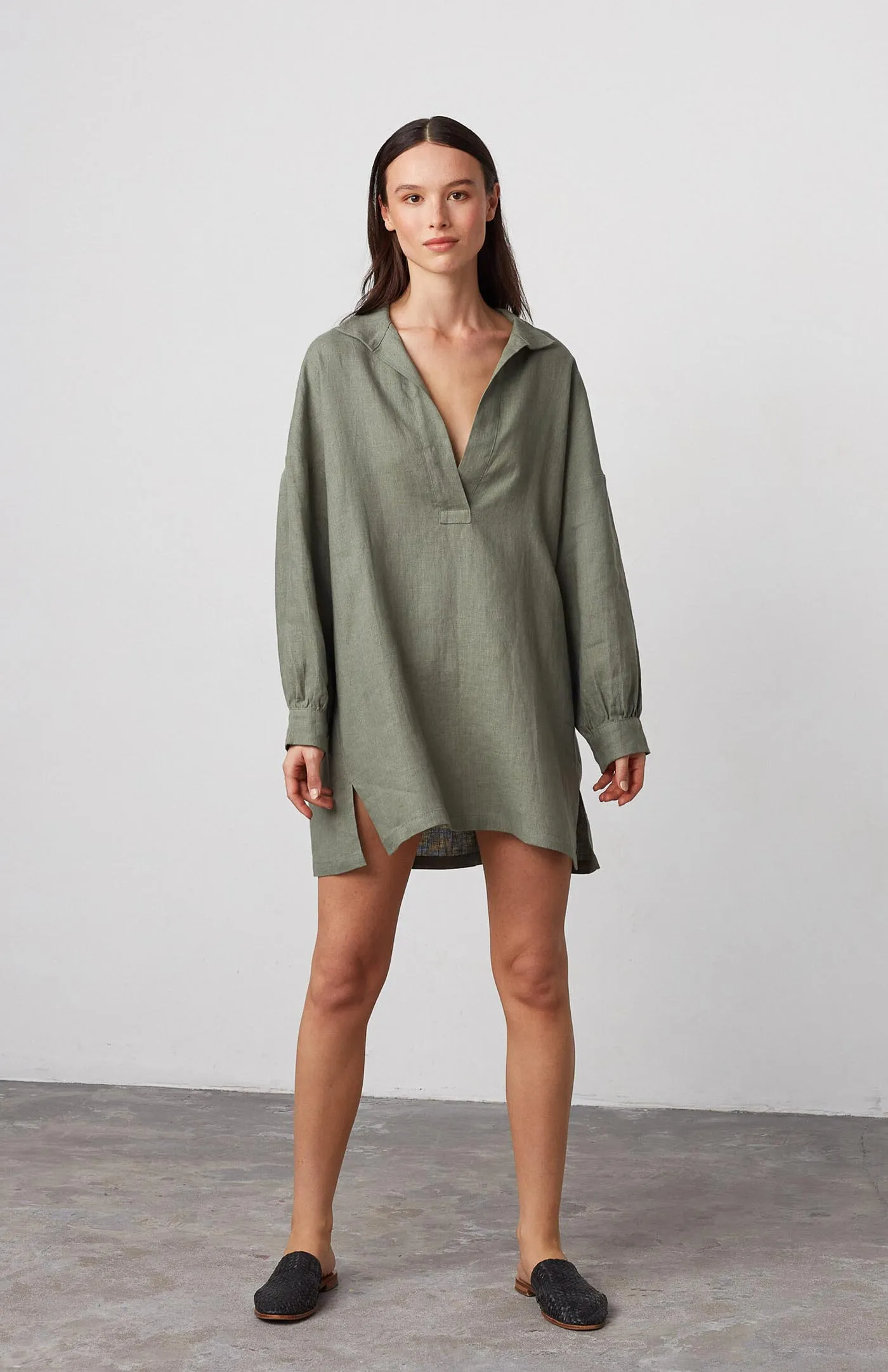 Jaded Green Dress | Cotton Linen Blend