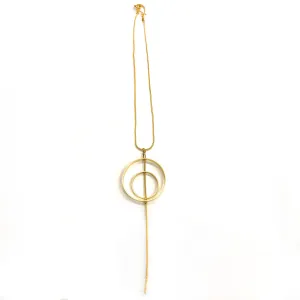 Jane - 24K gold, medium-sized, double circle outline pendant necklace