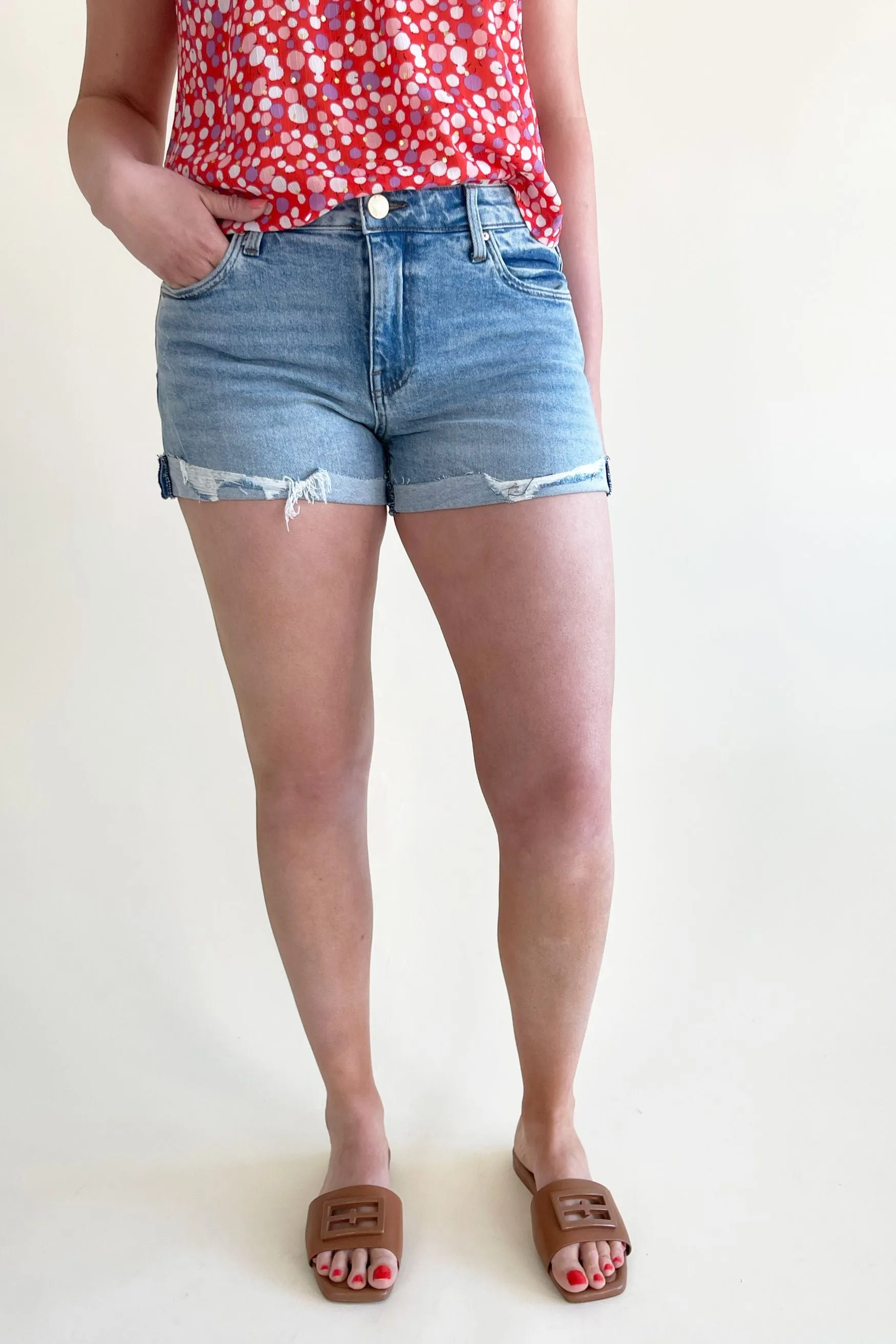 Jane High Rise Short W/ Roll Up Fray Hem