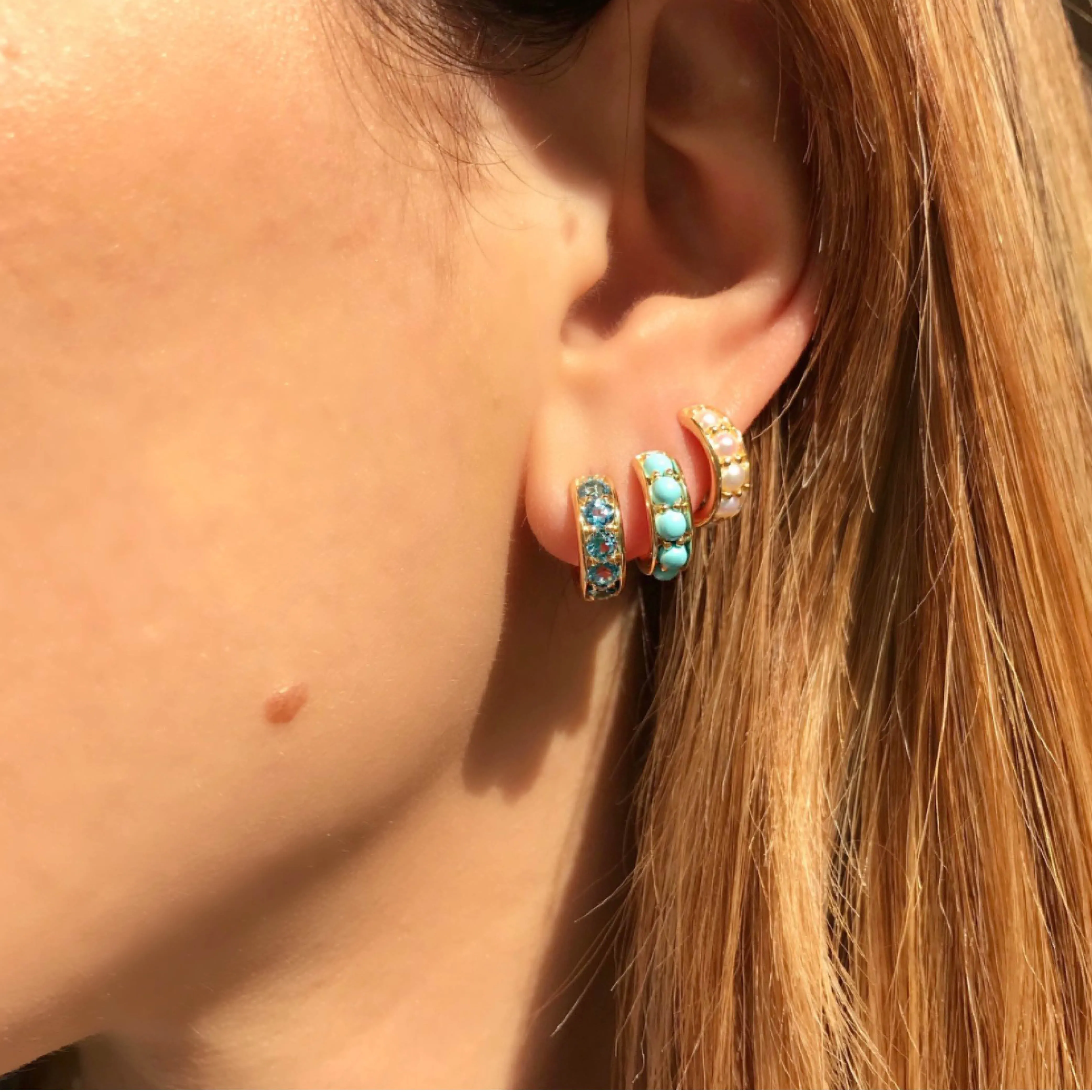 Jane Taylor Blue Topaz Chubby Hoops