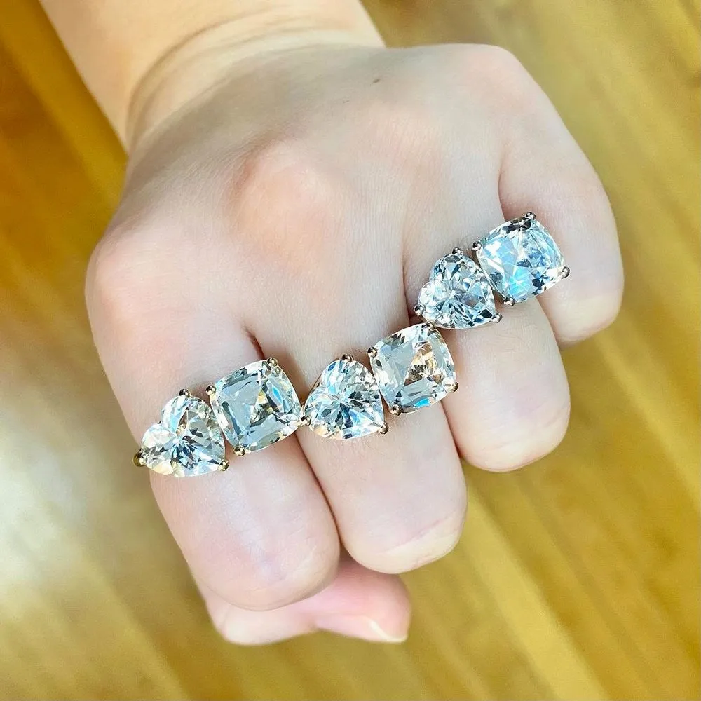 Jane Taylor Bold Two-Stone Ring with White Topaz Cushion & Heart