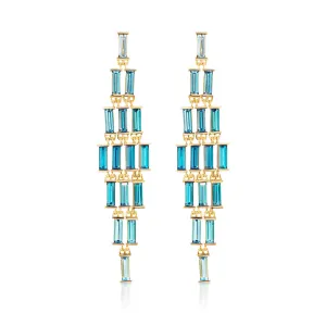 Jane Taylor Cascade Baguette Earrings in Ombre London Blue Topaz