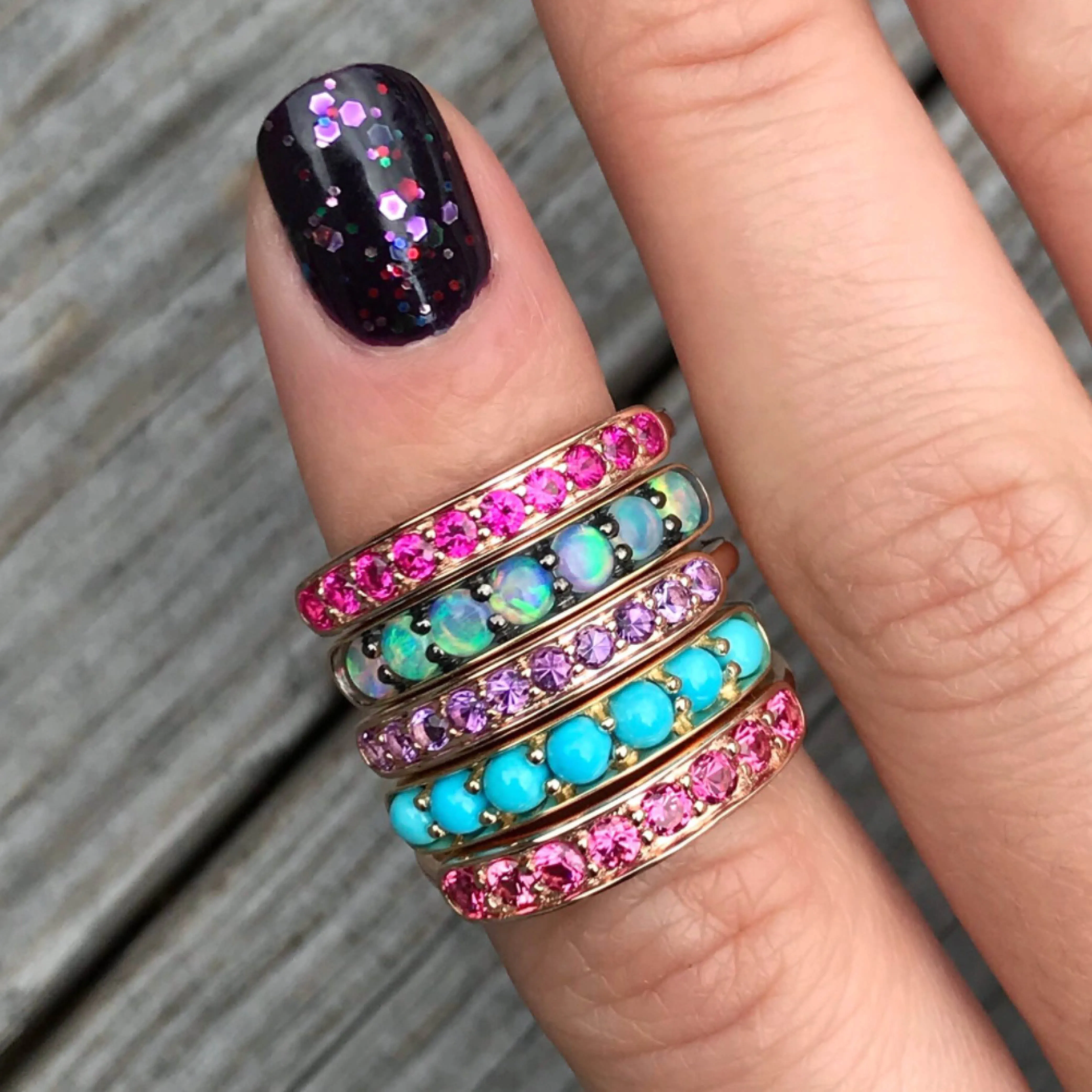 Jane Taylor Half Eternity Band in Amethyst