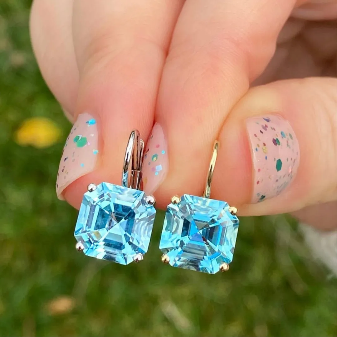 Jane Taylor Octagonal Drop Earring in Blue Topaz