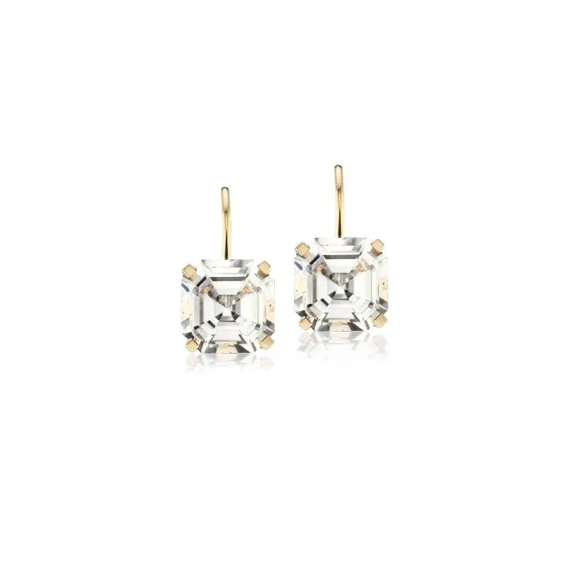 Jane Taylor Octagonal Drop Earrings in White Topaz