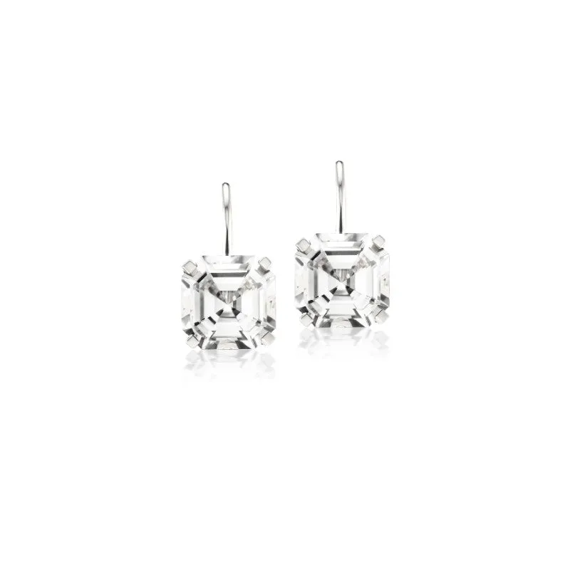 Jane Taylor Octagonal Drop Earrings in White Topaz