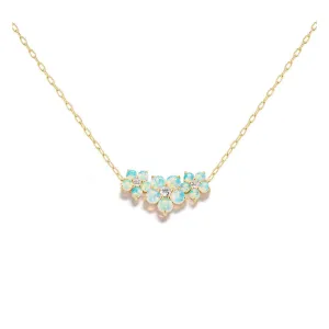 Jane Taylor Round Floral Trio Necklace with Opal