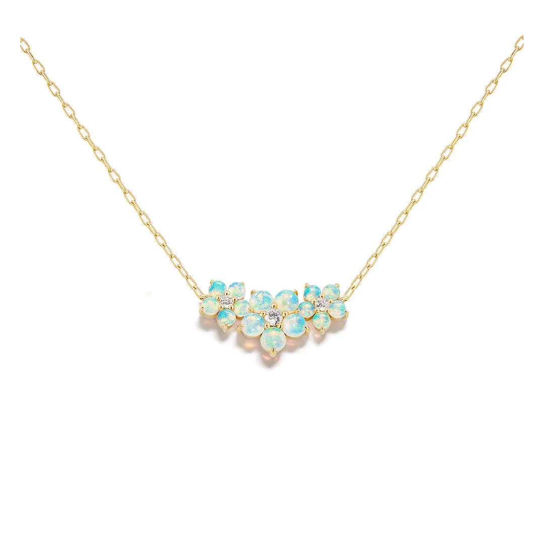 Jane Taylor Round Floral Trio Necklace with Opal