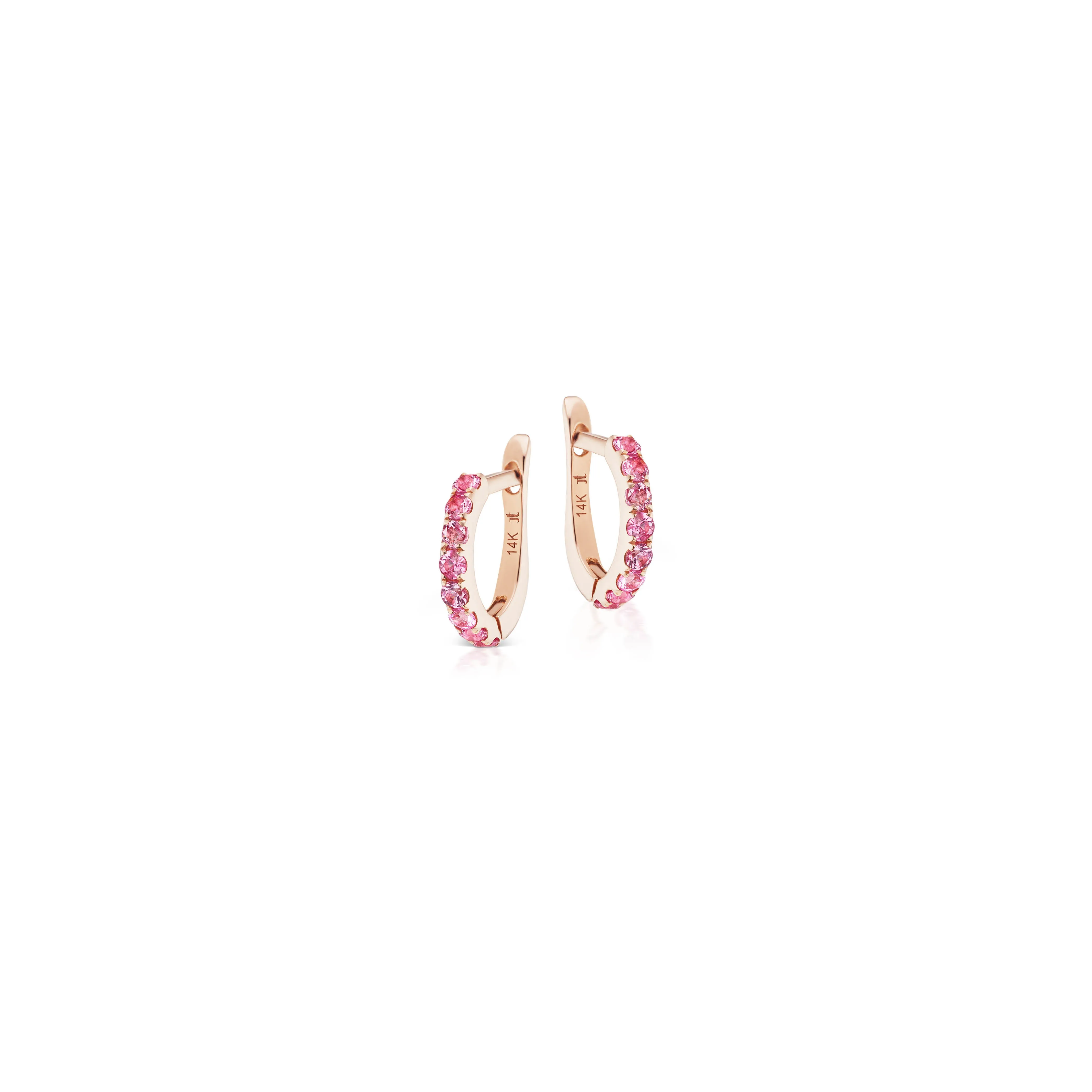 Jane Taylor Slim Huggie Hoop Earring in Pink Spinel