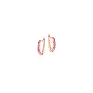 Jane Taylor Slim Huggie Hoop Earring in Pink Spinel