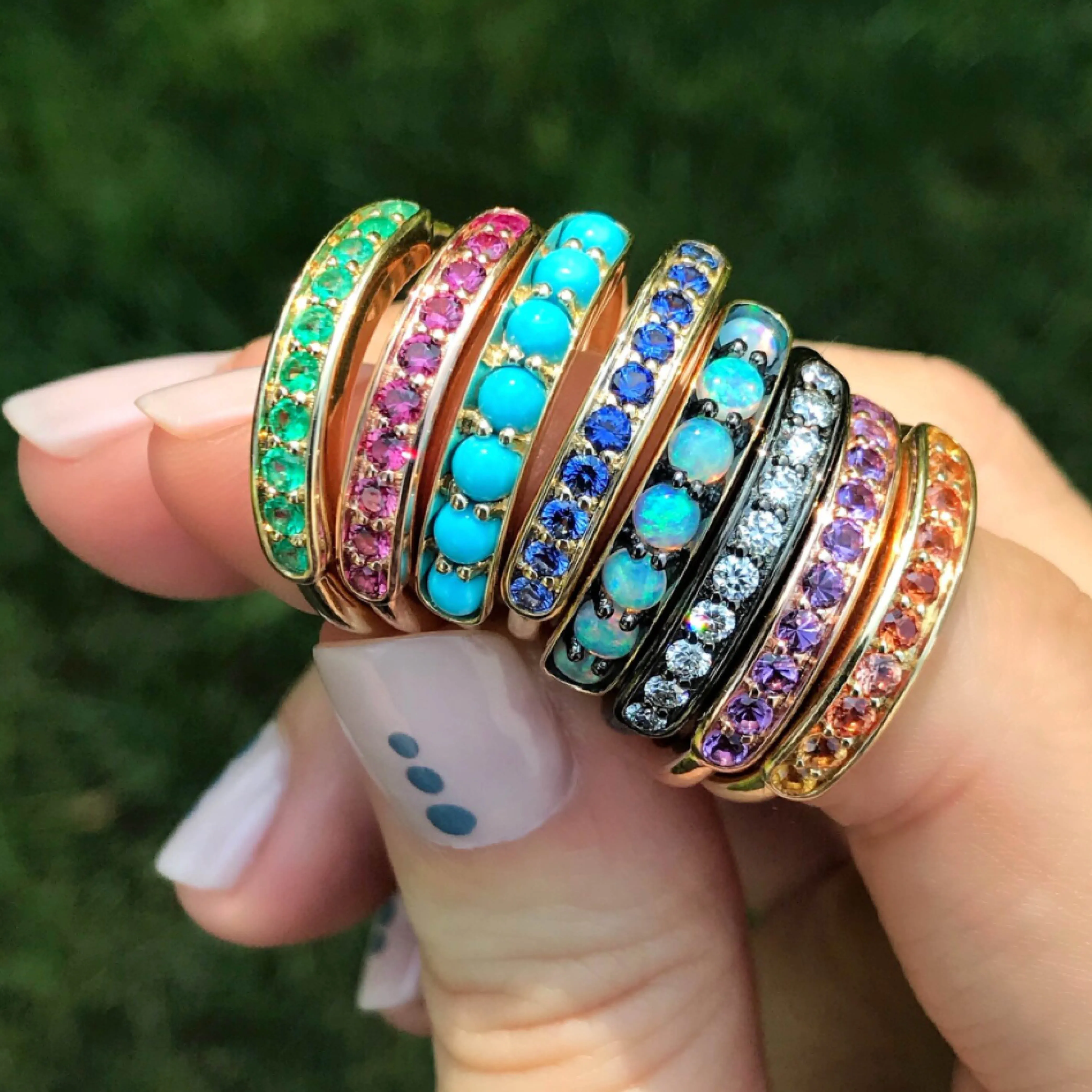 Jane Taylor Small Half Eternity Band in Opal