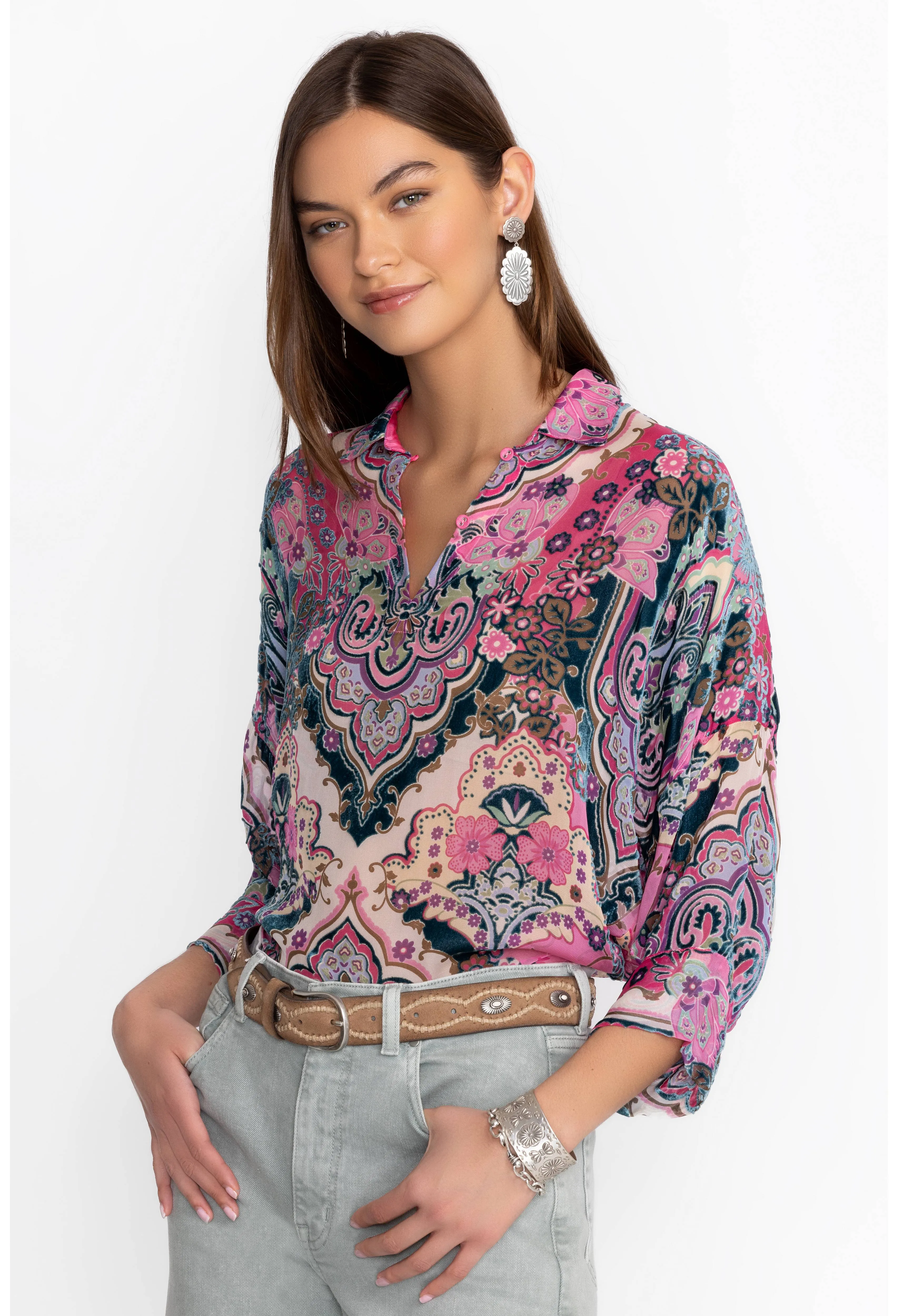 Johnny Was Marlow Burnout Blouse