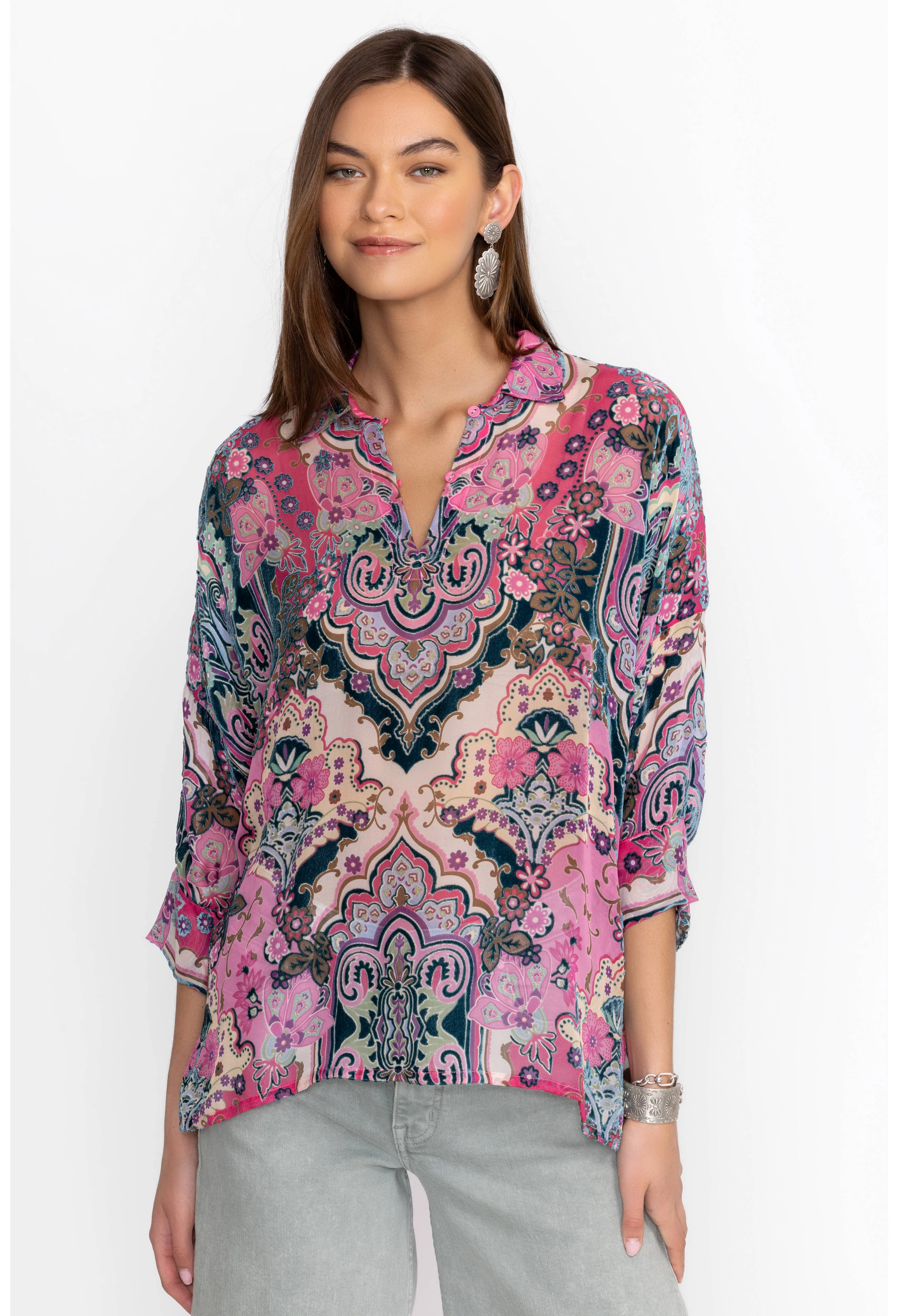 Johnny Was Marlow Burnout Blouse