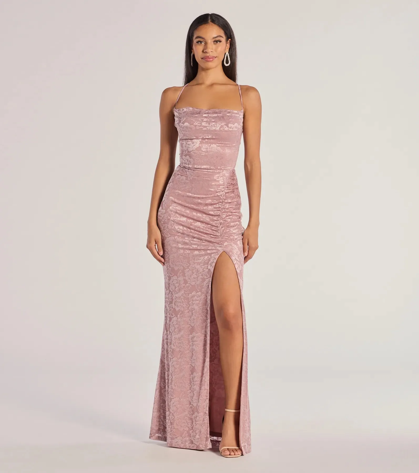 Kehlani Formal Floral Lace Slit Mermaid Dress