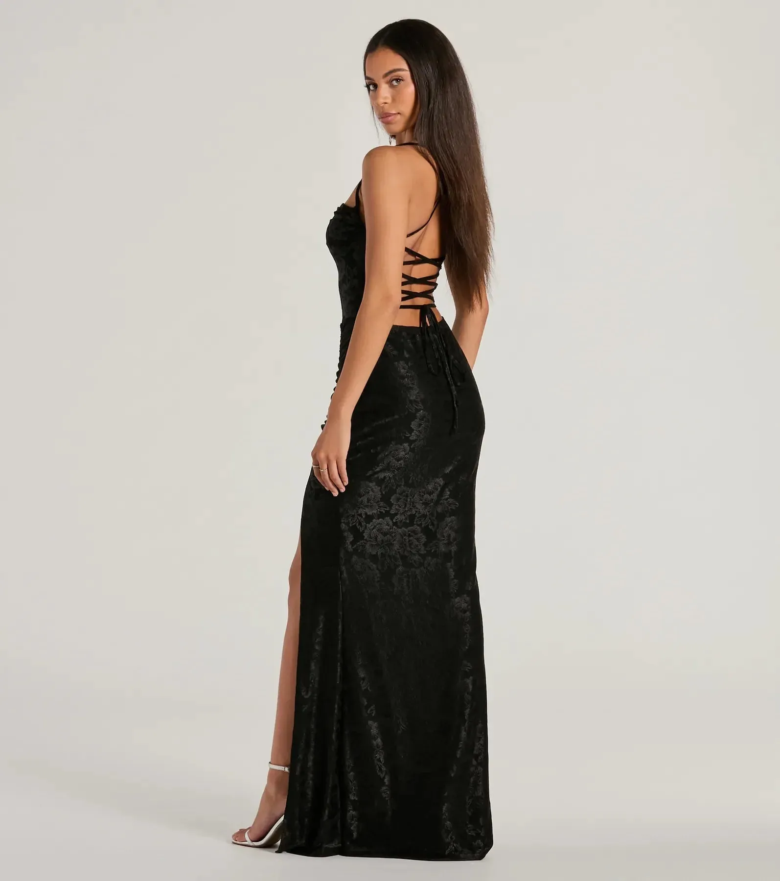 Kehlani Formal Floral Lace Slit Mermaid Dress