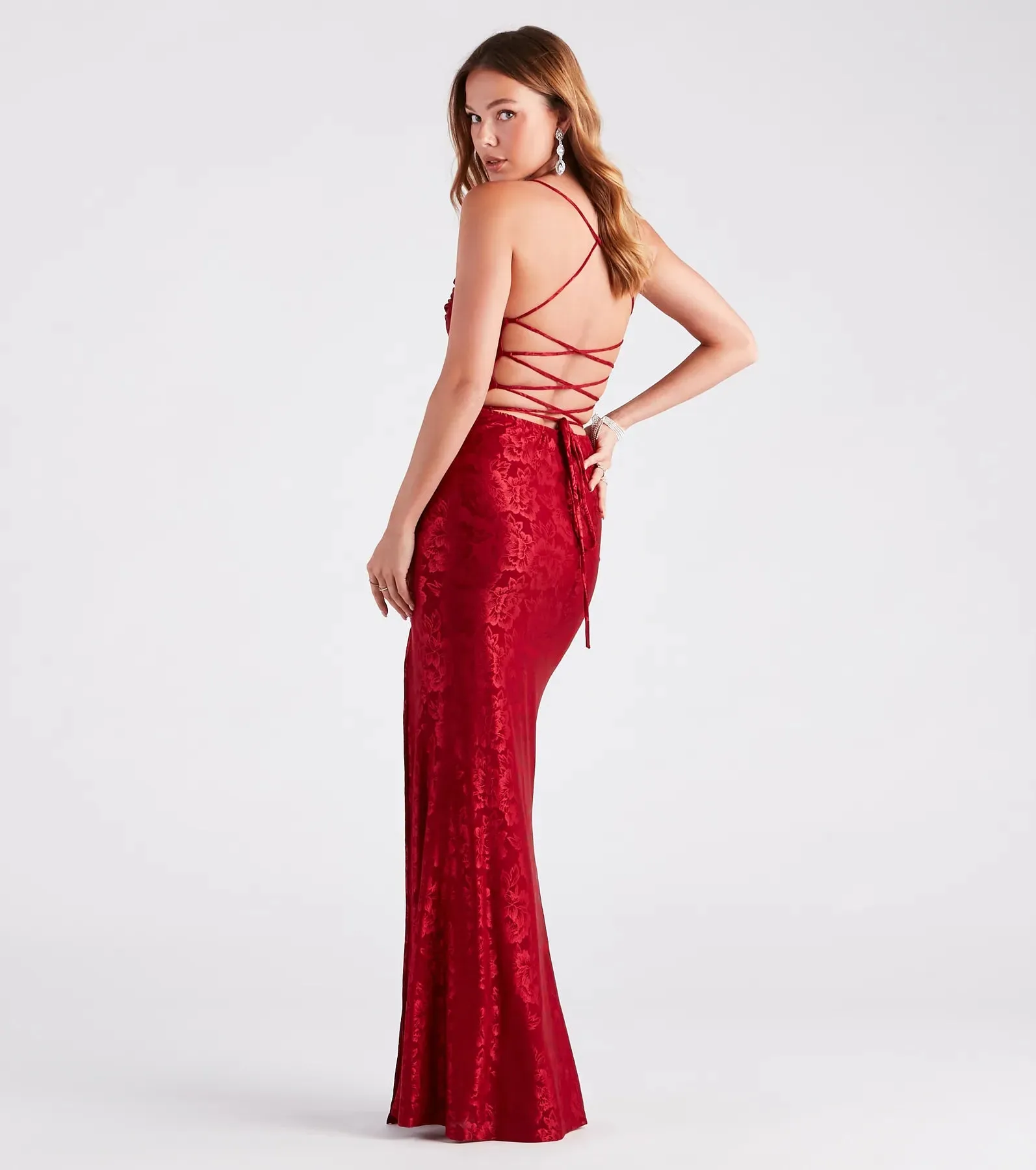 Kehlani Formal Floral Lace Slit Mermaid Dress