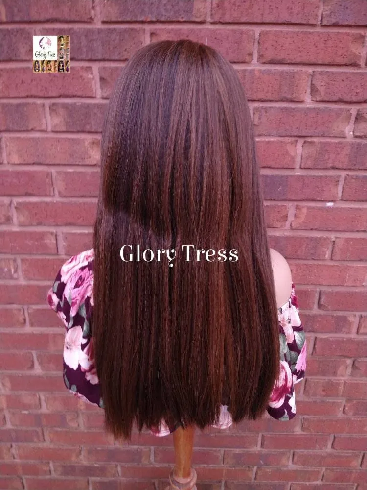 Kinky Straight Lace Front Wig - Natural Yaki Straight Wig - Glory Tress -Brown Wig - African American Wig - ON SALE // GRATEFUL