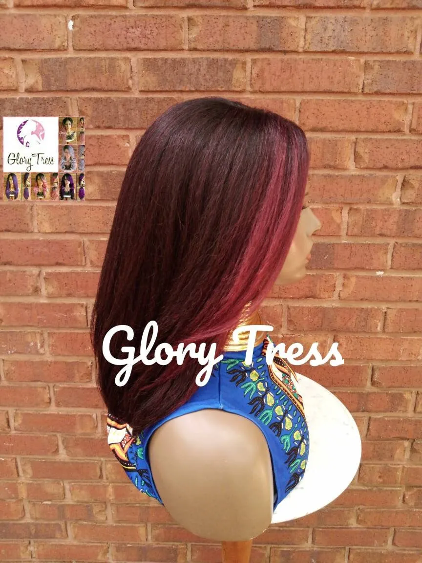 Kinky Straight Lace Front Wig, Ombre Burgundy Wig, Hd Lace Wig, Natural Yaki Wig, Glory Tress Wig, African American Wig, ON SALE // HOPE