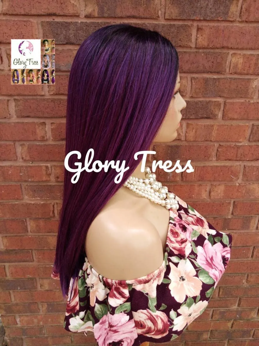 Lace Front Wig - Purple Wig - Glory Tress -  Straight Wig - Ombre Wig, Wigs, Ombre Purple Wig - DECLARE