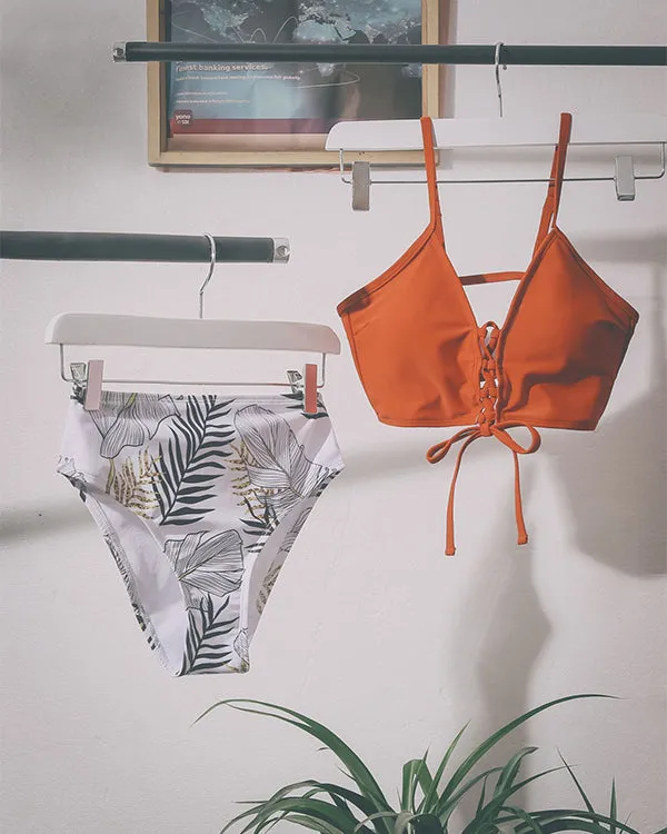 Lace Up  Floral Bikini Sets