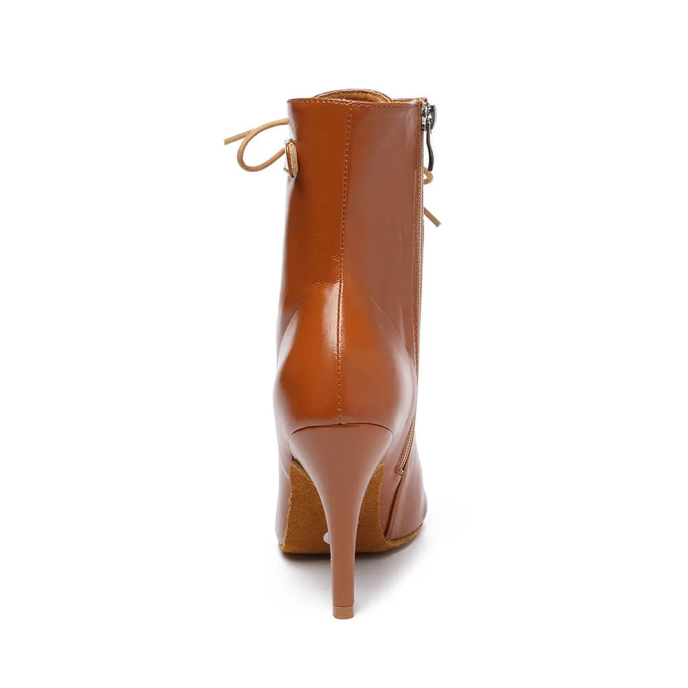 Lace-up Front Stiletto Heeled Ankle Boots