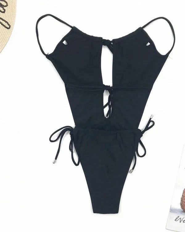Lace Up High Leg One Pieces