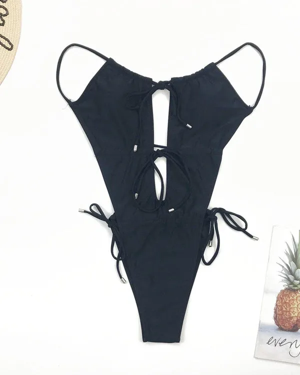 Lace Up High Leg One Pieces