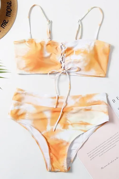 Lace Up High Waist Bikini Set
